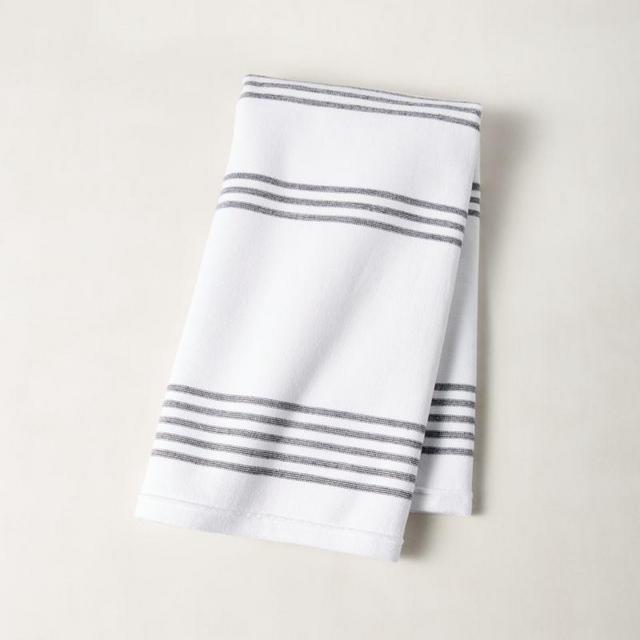 Raya Black and White Striped Hand Towel