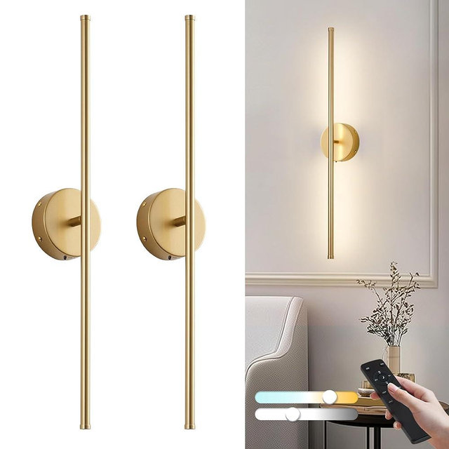 KARTOOSH Removable Battery Operated Wall Sconces with Remote Control 350°Rotate LED Wireless Wall Lights with 3 Color Temperatures & Dimming for Bedroom, Hallway,28.3 Inch (2 Pack)