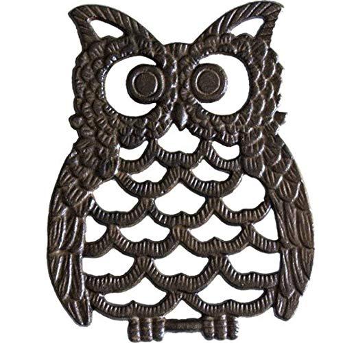 Cast Iron Owl Trivet - Decorative Trivet For Kitchen Counter or Dining Table Vintage, Rustic, Artisan Design - 7.75X6" - With Rubber Pegs/Feet - Recycled Metal
