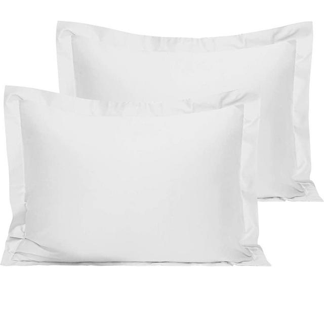 NTBAY 500 Thread Count 2 Pack Cotton Pillow Shams, Super Soft and Breathable Standard Pillow Cases, 20 x 26 Inches, White