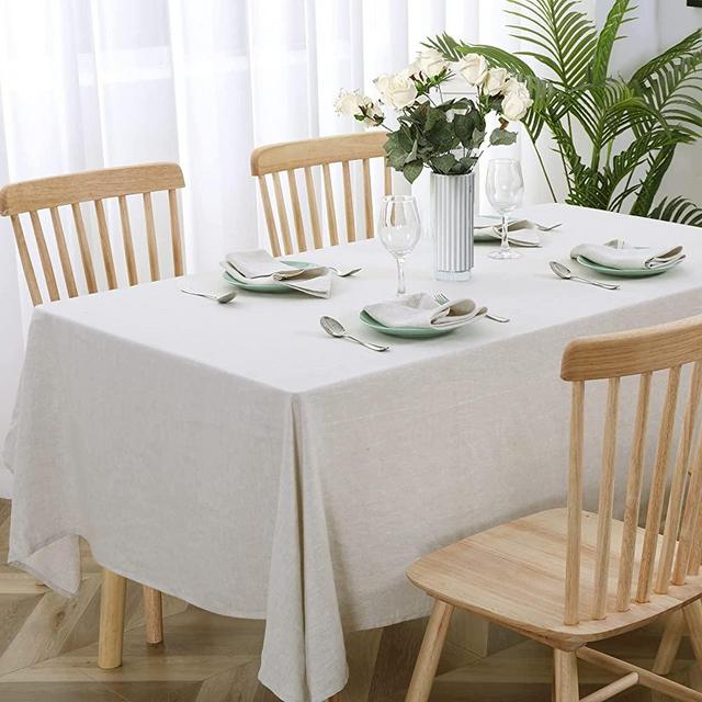 EVERLY Linen Table Cloth, 100% Stonewashed French Linen Table Cloths for 6-Foot Rectangle Tables 60x84 Inches, Decorative Halloween Table Cloth, Washable Thanksgiving Tablecloths