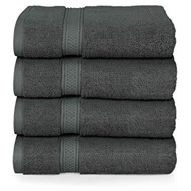 Utopia Towels Luxury Hotel and Spa Soft Bath Towels, 100% Combed Cotton Towels, 4 Pack, Grey