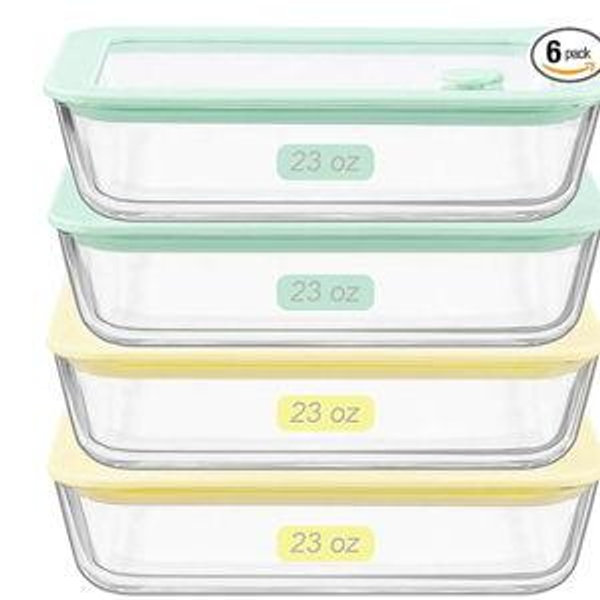 Rectangle 23 oz 4 pack- Urban Green Glass Food Container Set with Glass Lid, 4 Pack,