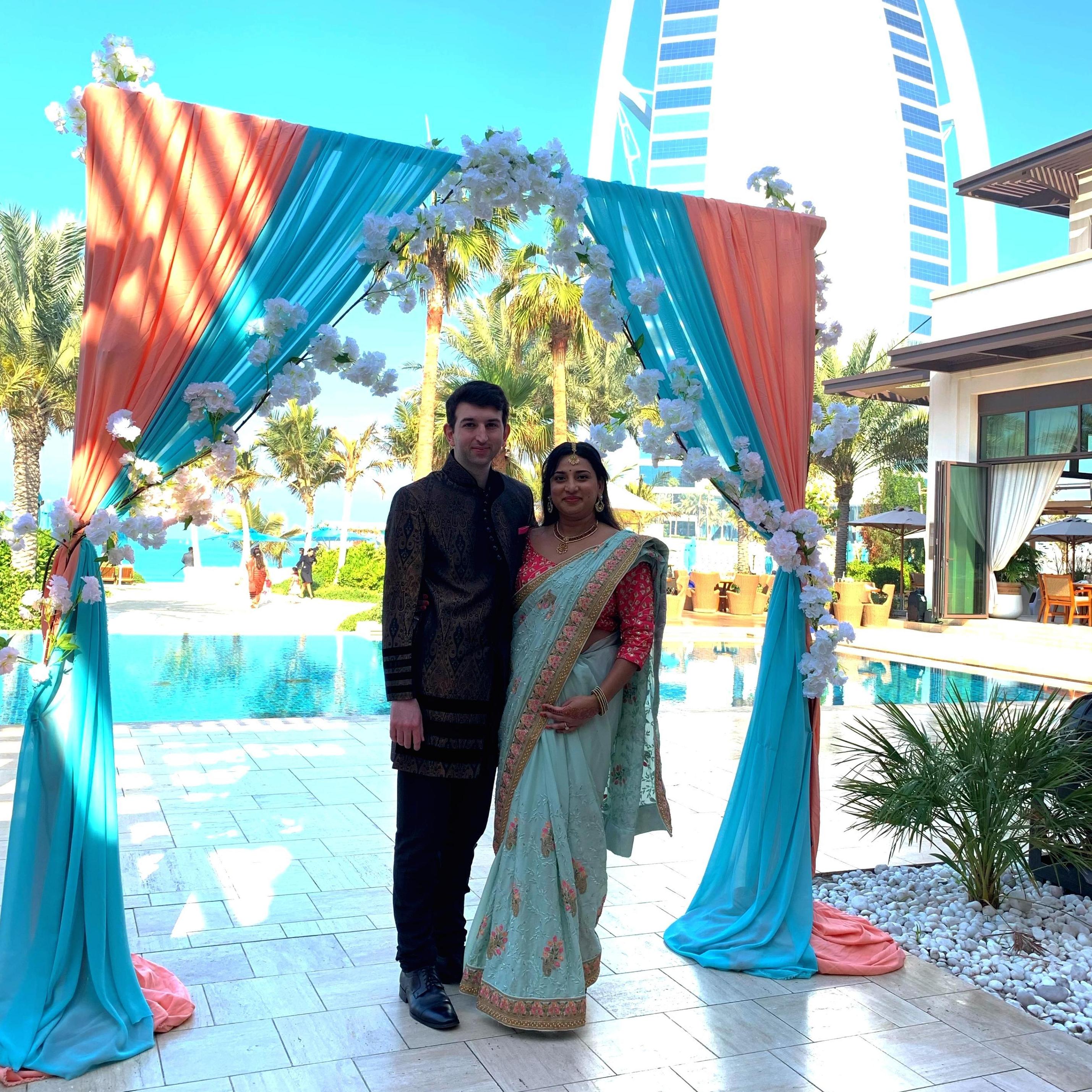 Diksha and Milan's wedding at Summersalt Beach Club, Dubai, UAE, February 2020.