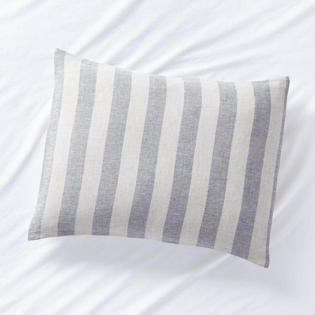 Jackie Stripe Linen Grey Standard Sham by Leanne Ford