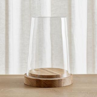 Ellery Hurricane Oak Candle Holder