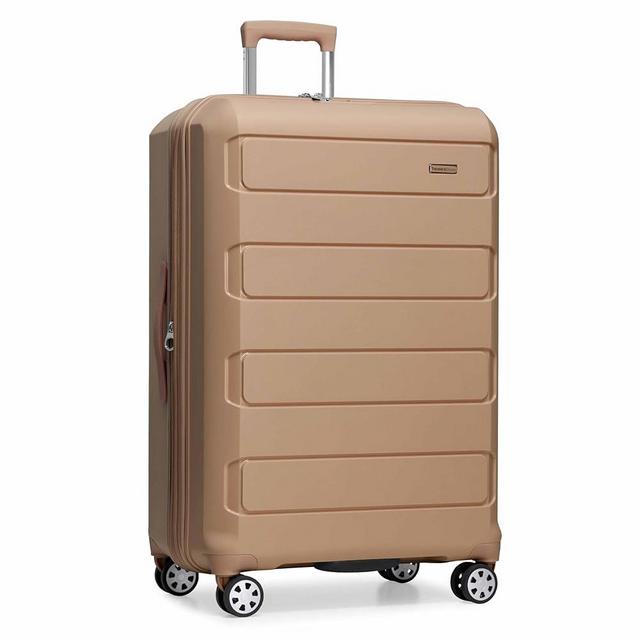 Traveler's Choice Pagosa Indestructible Hardshell Expandable Spinner Luggage, Latte Beige, 30" Large