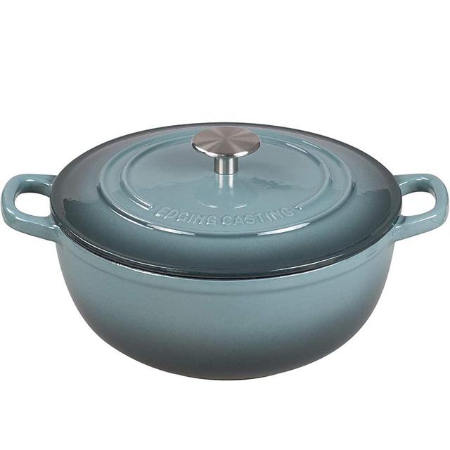 Enameled Cast Iron Dutch Oven, EDGING CASTING 5 Quart Enameled Dutch Oven Cookware Pot, Suitable For Bread Baking,Ideal for Family，Slateblue