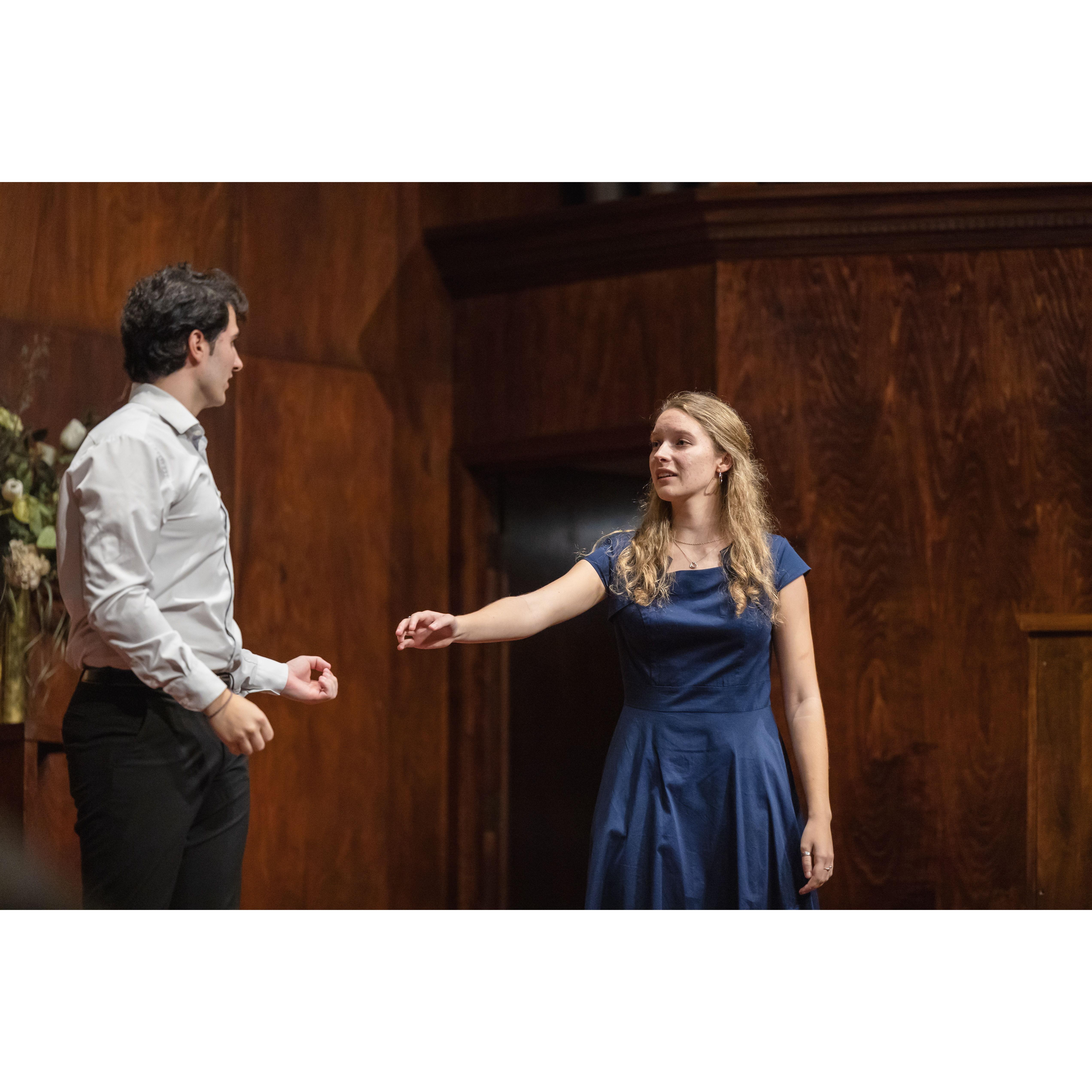 Michael and Julia sang a duet together in Musical Theater Workshop