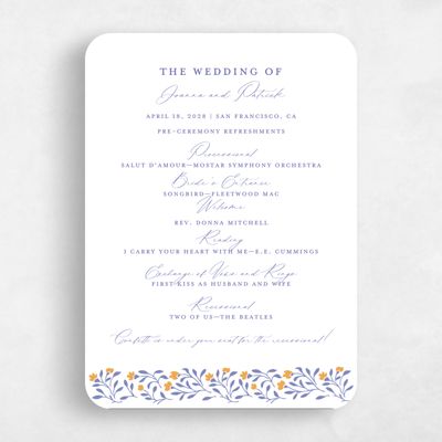 White Rounded Wedding Program - Sabine