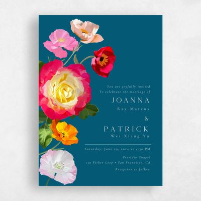 Teal Blue Wedding Invitation - Leora Bloom