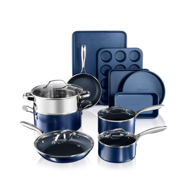 15-Piece Ultra-Durable Non-Stick Diamond Infused Cookware and Bakeware Set