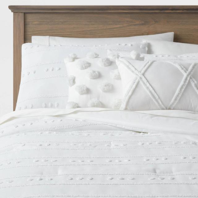 5pc King Quinlan Clipped Stripe Dot Comforter Bedding Set White - Threshold™