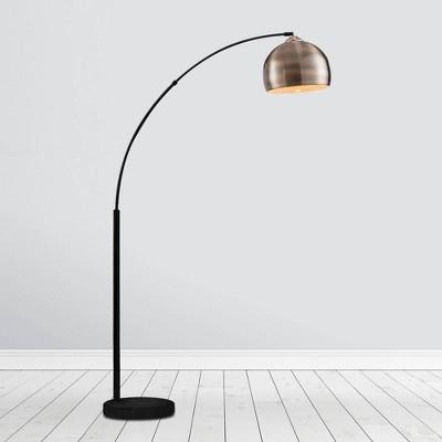 Williamsburg Modern Arched Floor Lamp with Bell Shade and Marble Base - Versanora