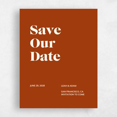 Dark Rust, Orange Wedding Save the Date - Everett Type