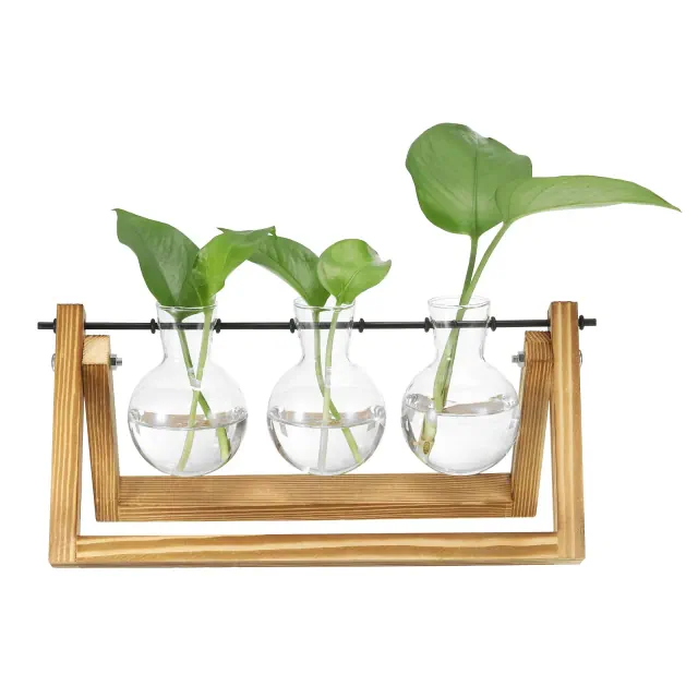 Unique Bargains Retro Desktop Plant Propagation Terrarium Decorative Vase 3 Bulb Brown