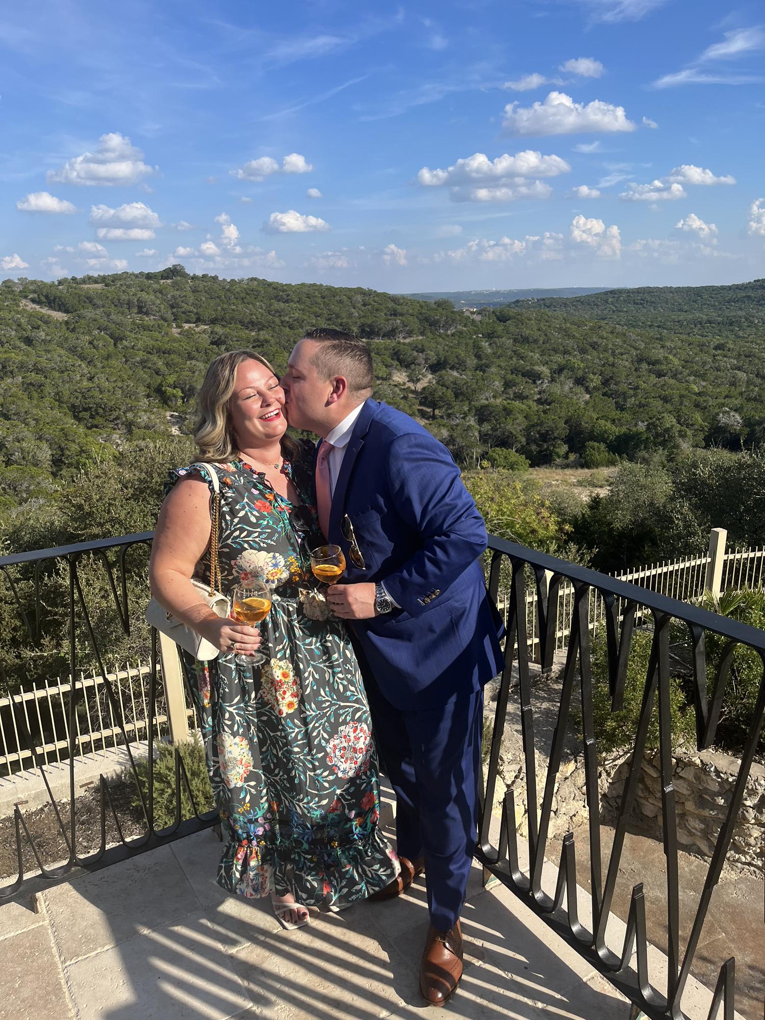 Dan & Abby celebrating at Lynn and Pete's wedding in Austin - October 2022.