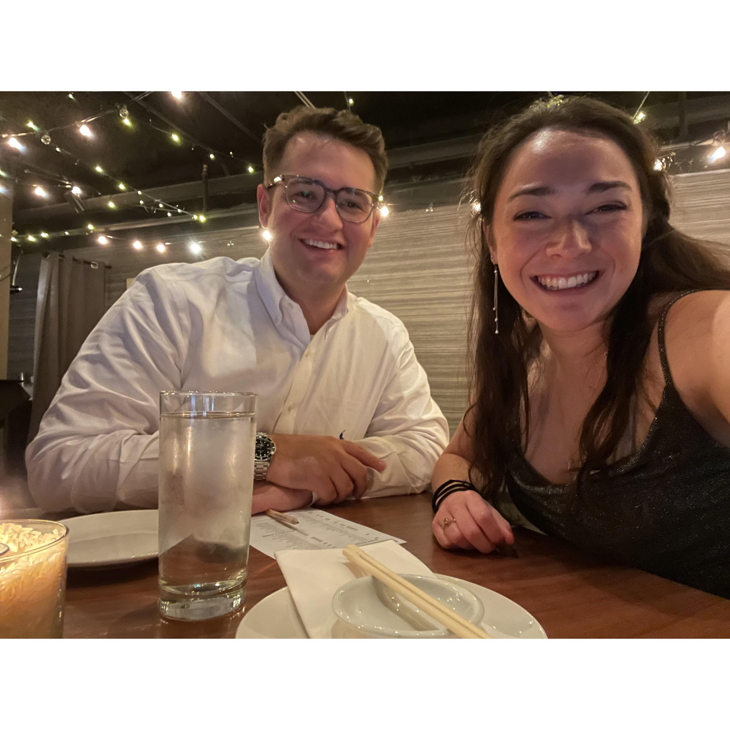 Enjoying dinner before going to the James Taylor concert in October 2021.