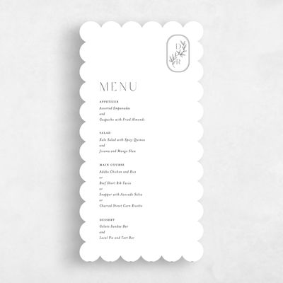 White Scalloped Wedding Menu - Copan
