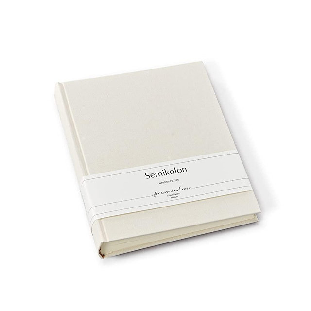 Semikolon (367182) Album Classic Medium Chamois (Cream) Wedding Edition - Photo Album / Photo Book with 80 Sheets Cream White Photo Card with Protective Paper - 21.6 x 25.5 cm
