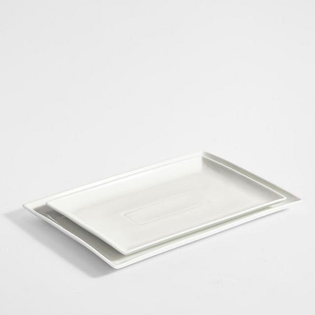 Caterer's Box Nesting Rectangular Serving Platters, Set of 2 - White