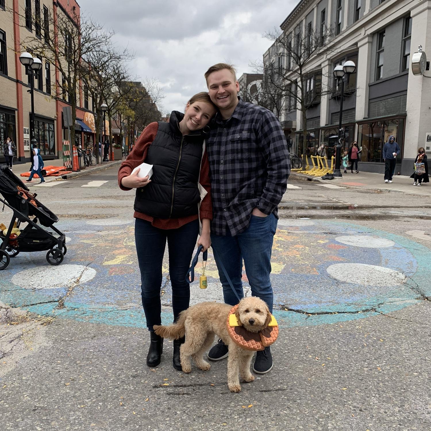 In Ann Arbor, October 2021, with one of the many Christiana’s Pet Care Clients.