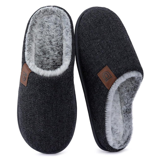 ULTRAIDEAS Men's Fuzzy Scuff Slippers Comfy Winter Warm Indoor House Shoes Fur Lined
