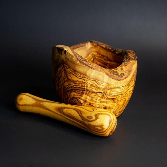 Olive Wood / Rustic Mortar and Pestle Set