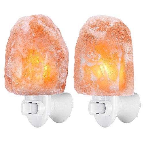 AMIR (Upgraded) Salt Lamp, Natural Himalayan Crystal Salt Light with 4 Bulbs, 11.2oz Mini Hand Carved Night Light with UL-Certified Wall Plug, Decoration Salt Rock Lamp, Perfect Gift (2 Pack)