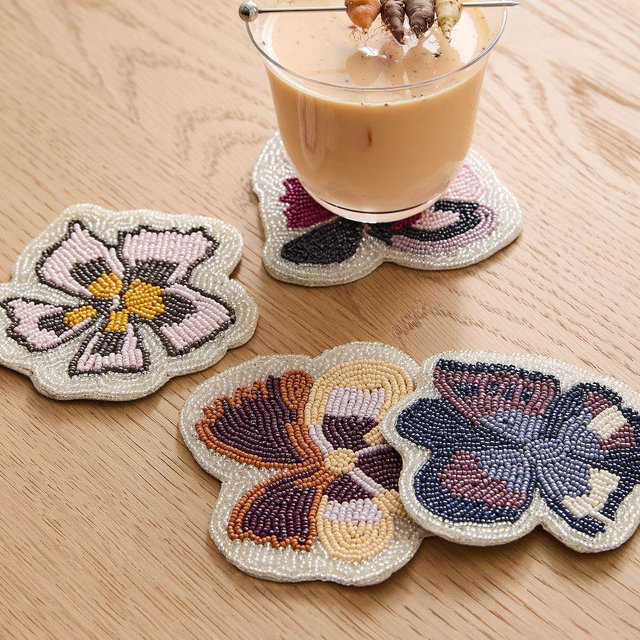 Lulie Wallace Beaded Coasters, Multi, Set of 4