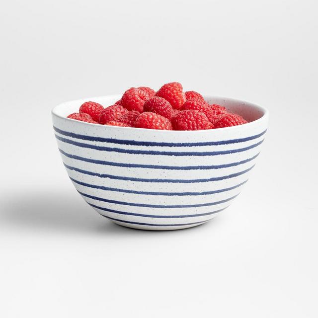 Lina Matte Blue Stripe Bowl