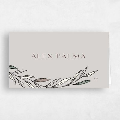 Stone Gray, Grey Wedding Place Card - Bruges