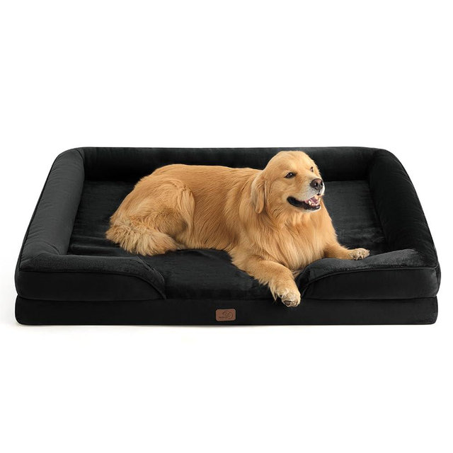 Bedsure XXL Orthopedic Dog Bed - Washable Great Dane Dog Sofa Beds for Giant Dogs, Supportive Foam Pet Couch Bed with Removable Washable Cover, Waterproof Lining and Nonskid Bottom, Black