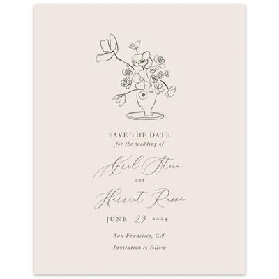 Dark Khaki, Beige Wedding Digital Save the Date - Keole Portrait