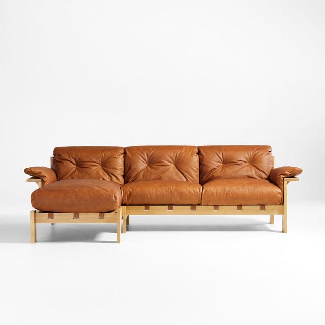 Shinola Runwell Leather 2-Piece Chaise Sectional
