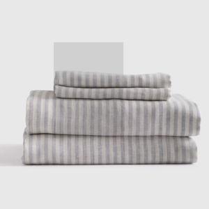 Mist - Queen - European Linen Stripe Sheet Set | Quince
