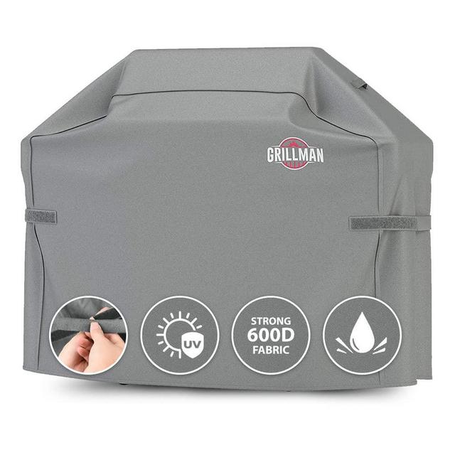 Grillman Premium BBQ Grill Cover, Heavy-Duty Gas Grill Cover for Weber Spirit, Weber Genesis, Char Broil etc. Rip-Proof Waterproof (60" L x 28" W x 44" H, Gray)