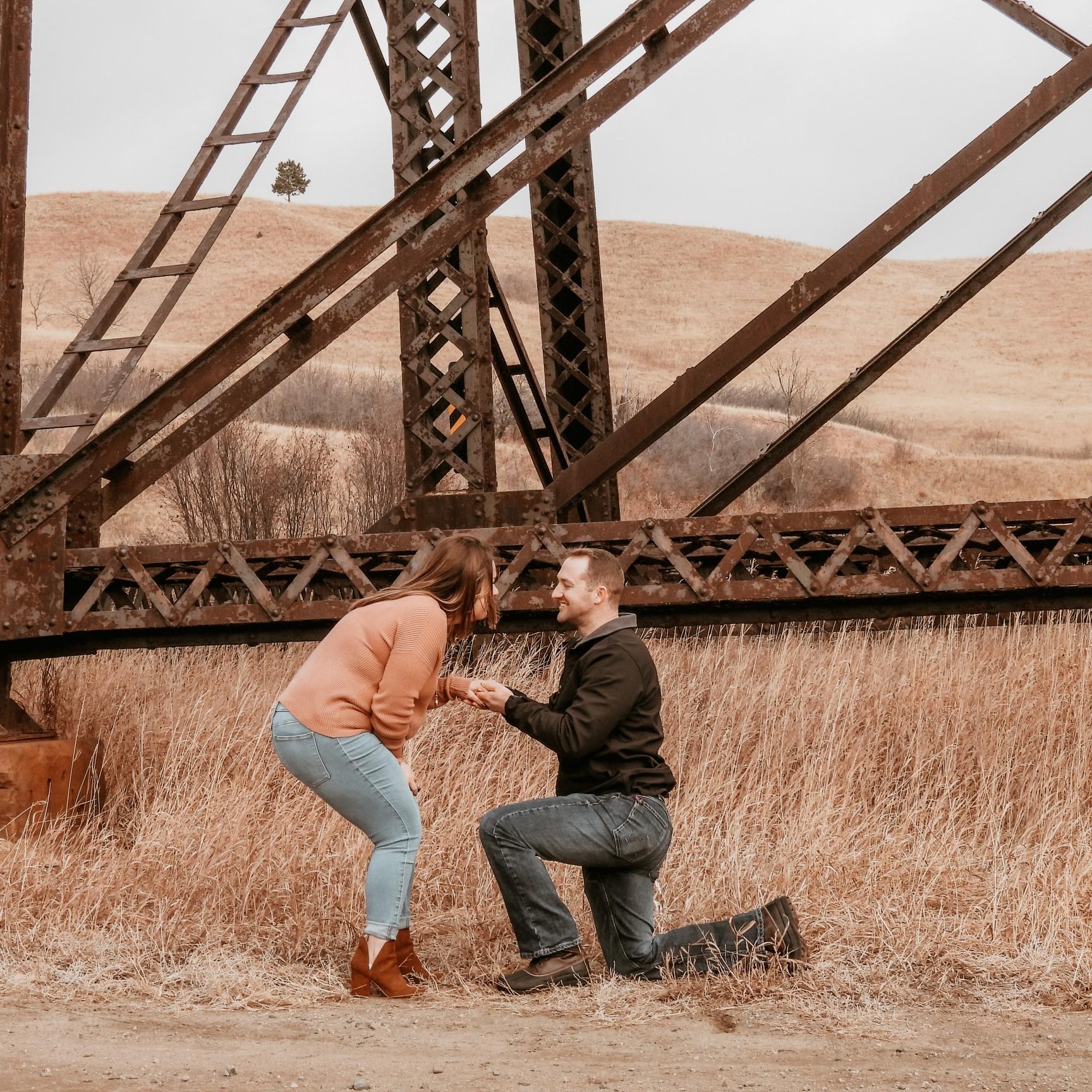 Jared proposing a few months after moving to Minot almost a year after we eloped