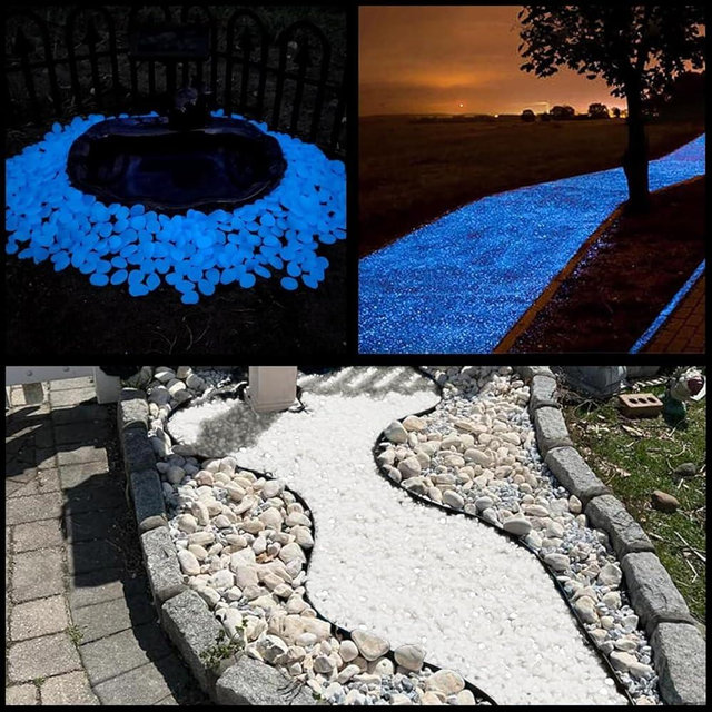 NAMTSO Glow in The Dark Rocks Outdoor, 500 pcs White Solar Rocks for Landscaping, Outdoor Decor Glow in The Dark Stones, Glowing Pebbles for Garden Backyard Patio Lawn Pond Fish Tank Aquarium Decor