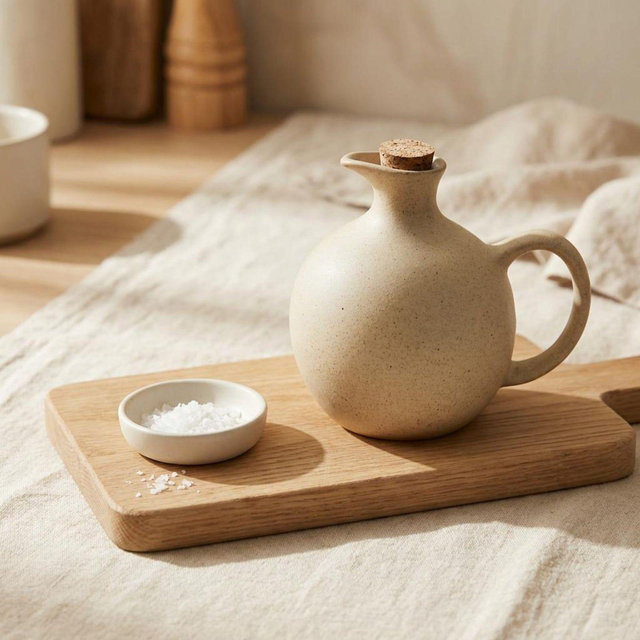 Coarse Pottery Olive Oil Dispenser Bottle, Large Capacity Sauce Container, Vinegar and Oil Cruet Kitchen Cooking Pourer Home Cook Gift