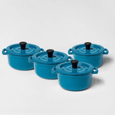 .25qt 4pc Round Casserole Bakeware Set Teal - Threshold&#8482;