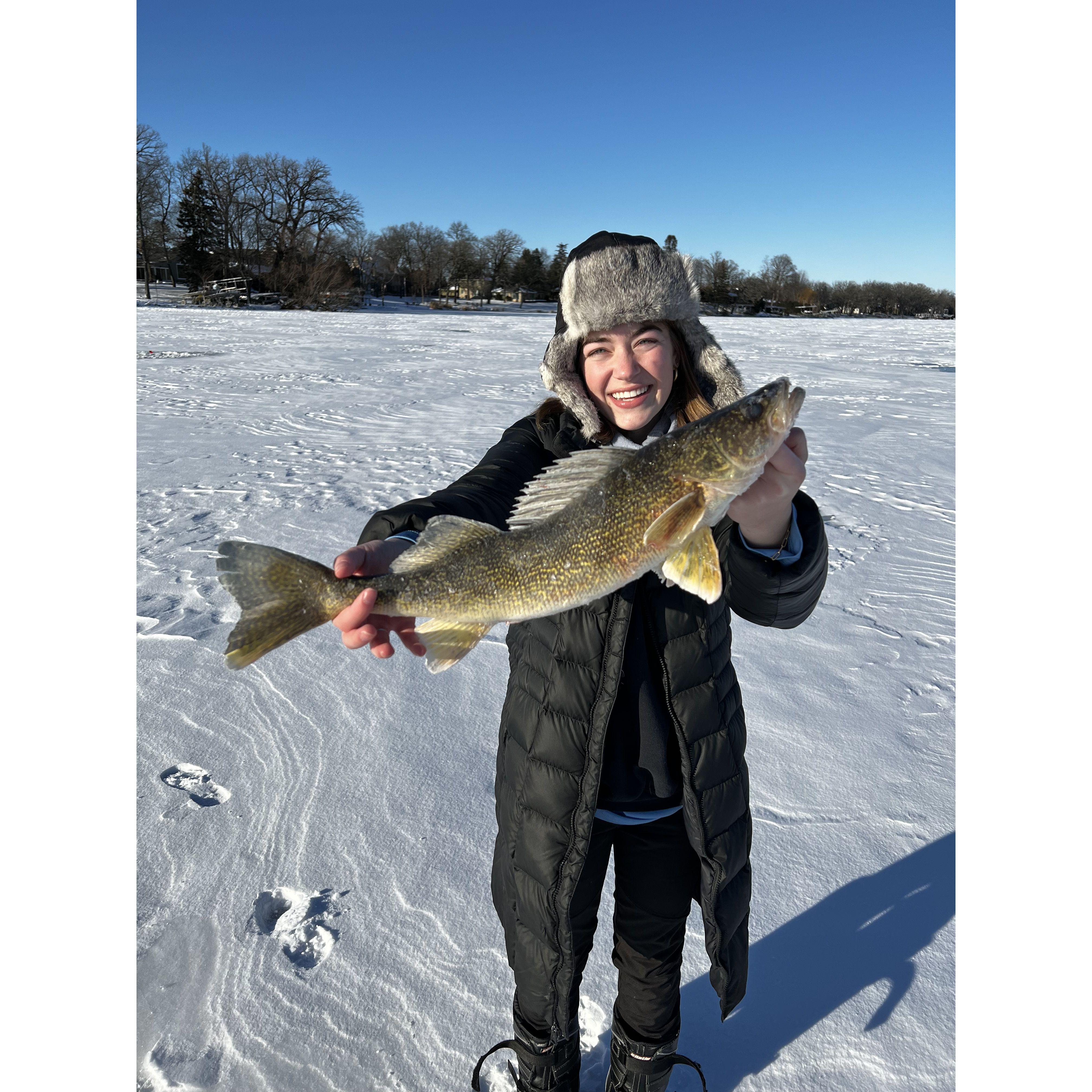 Adam took Megan ice fishing for the first time!