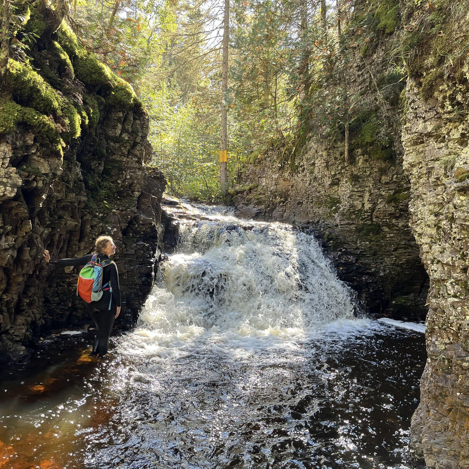 Hiking up the Temperence River Gorge.