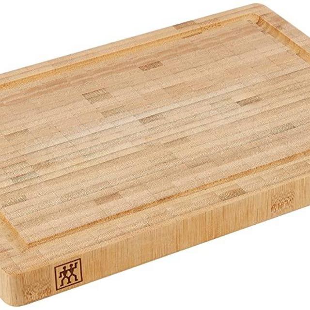 ZWILLING J.A. Henckels Bamboo Cutting Board, 14" x 10" x1.5", Stainless Steel