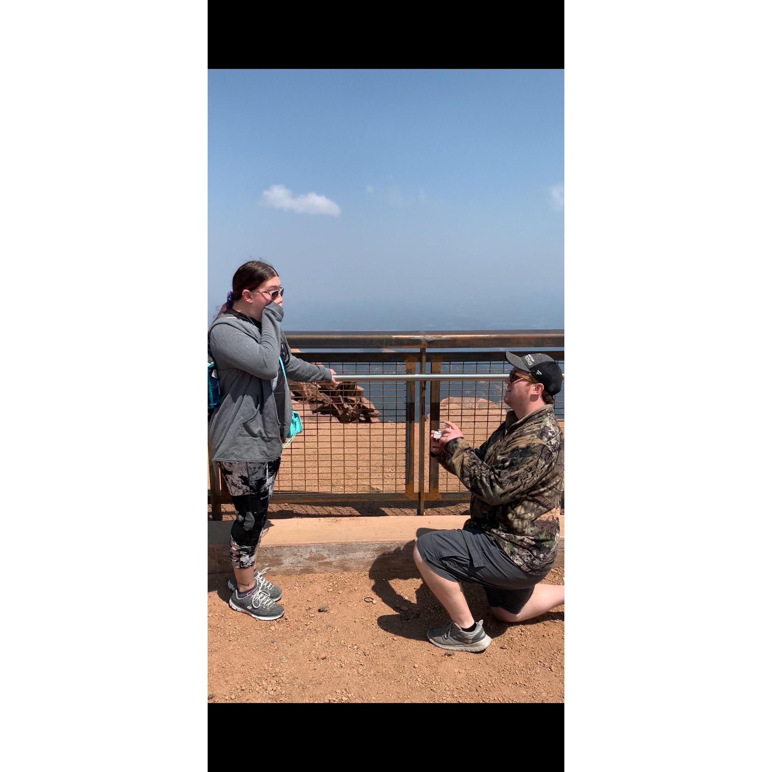 THE PROPOSAL! We went on our first vacation just us two to Colorado. Our second day we went to Pikes Peak and he proposed at the summit!
July 19th, 2021