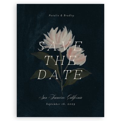 Darkest Teal, Blue Wedding Digital Save the Date - Brocard Portrait