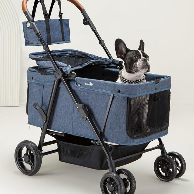 OJCME Dog Stroller for Large & Medium Dogs (20–132 lbs), Pet Stroller for 2 Small Dogs, Extra Large Heavy Duty, Foldable & Ventilated, Pink or Navy