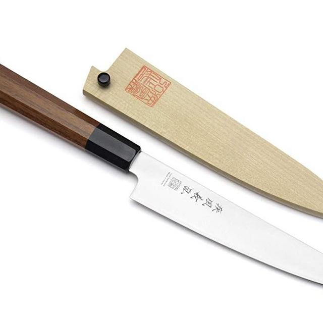 Yoshihiro Inox Stain-resistant Aus-8 Steel Ice Hardened Petty Utility knife Shitan Handle 6" (150mm)