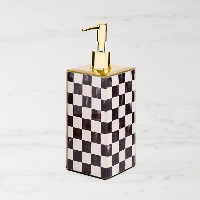MacKenzie Childs Courtly Check Glass Soap Pump