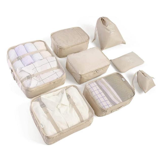 LANSKLBD 8 Set Packing Cubes for Suitcases Travel Luggage Packing Organizers,Travel Essentials Luggage Organizer for Travel Accessories Shoe Bag Tioletry Bag Laundry Bag